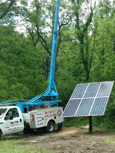 Well Pros truck and solar panel